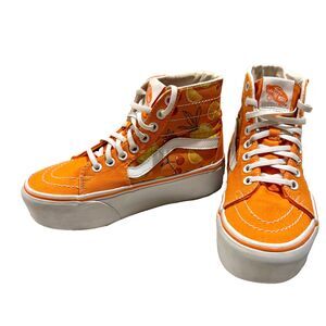 Vans SK8-HI Platform Sneakers Women’s 5 Orange Fruit Print Canvas High Top Retro